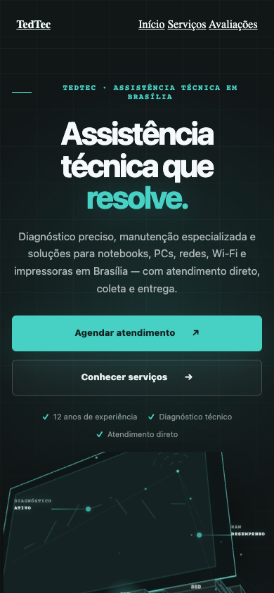 Composição mobile do Hero técnico da TED TEC